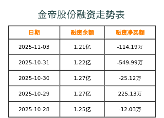 金帝股份融资表